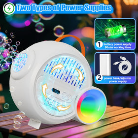 IFLOVE Bubble Machine with ergonomic handle and two-button controls for kids.