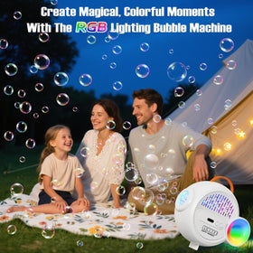 IFLOVE Bubble Machine outdoors during family picnic provides playful ambience.