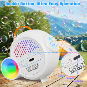 IFLOVE Bubble Machine water tank in action delivering continuous bubbles for outdoors.