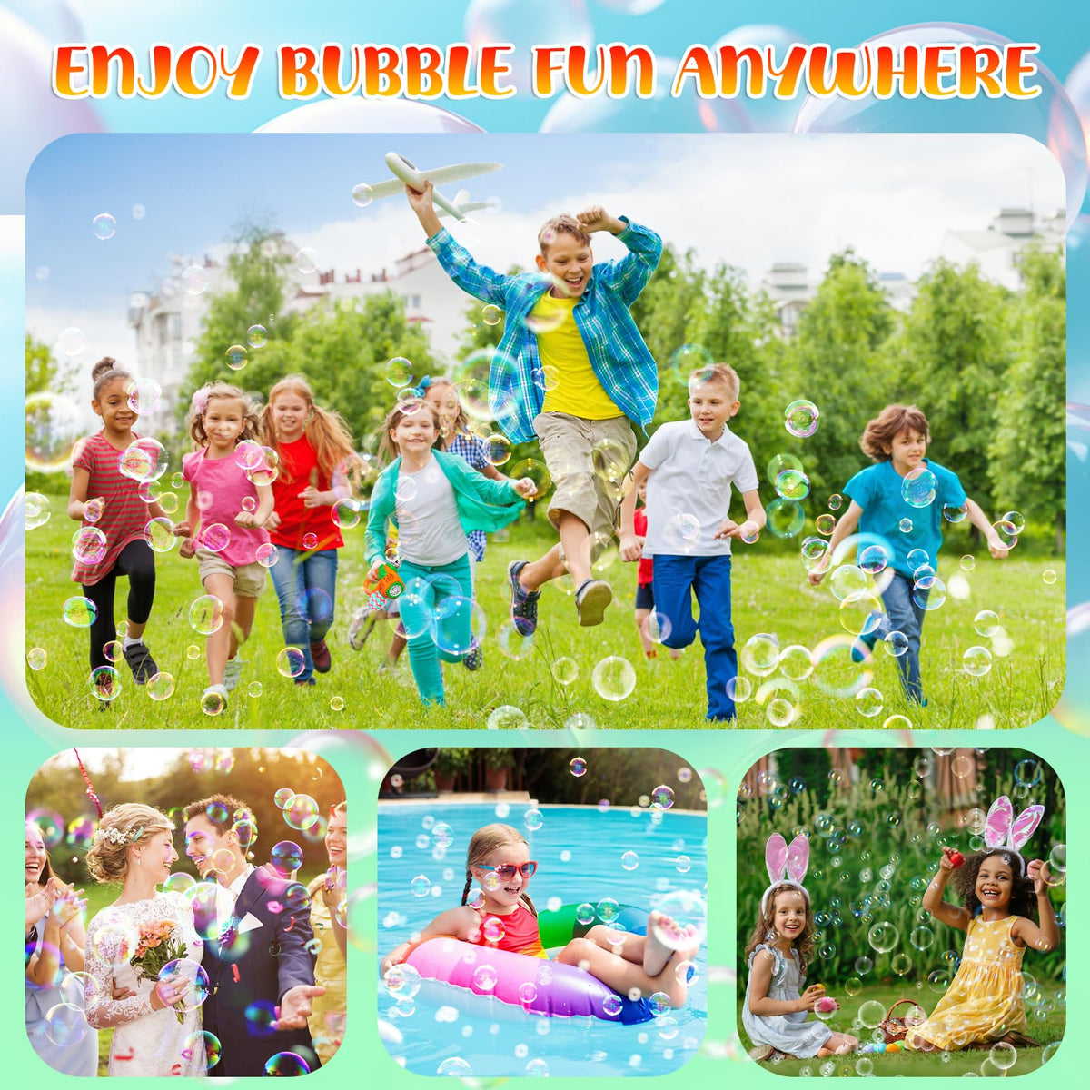 IFLOVE ten 30ml bubble solutions for quick refills during playtime.