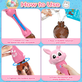 IFLOVE bunny bubble wands in children's hands creating rainbow trails