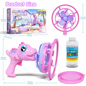 IFLOVE Dinosaur Bubble Gun child playing outdoors showing safe, lightweight toy