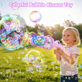 IFLOVE Dinosaur Bubble Gun side view highlighting bubble-in-bubble magic for playtime