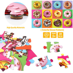 IFLOVE donut puzzle pieces are oversized and easy to grasp for family play.