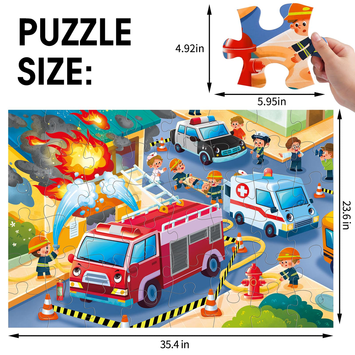 IFLOVE fire truck puzzle scene with vivid emergency imagery for kids