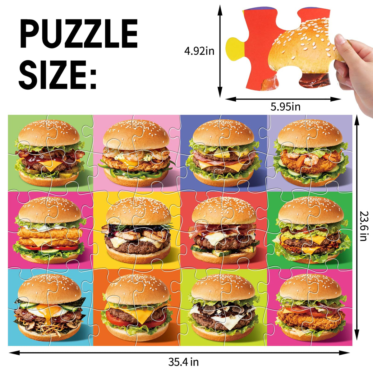IFLOVE hamburger puzzle with 12 colorful patterns sparks curiosity about ingredients.