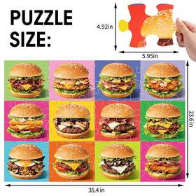 IFLOVE hamburger puzzle with 12 colorful patterns sparks curiosity about ingredients.