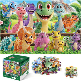 IFLOVE jumbo dinosaur puzzle on floor promotes hands-on play and coordination.
