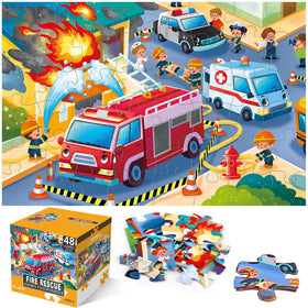 IFLOVE jumbo fire rescue puzzle assembly scene for collaborative play and learning