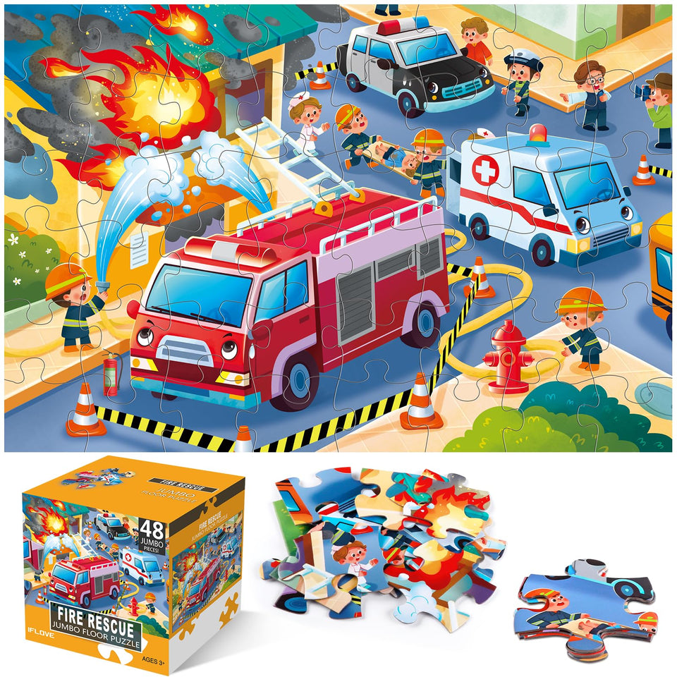 IFLOVE jumbo fire rescue puzzle assembly scene for collaborative play and learning