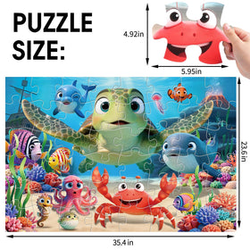 IFLOVE sea turtle detail helps kids focus on shapes during independent puzzling.