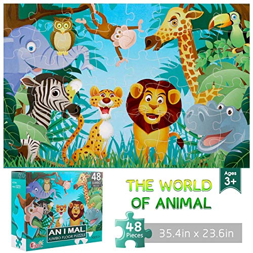 IFLOVE jumbo floor puzzle animal adventure promotes cooperative play and observation.