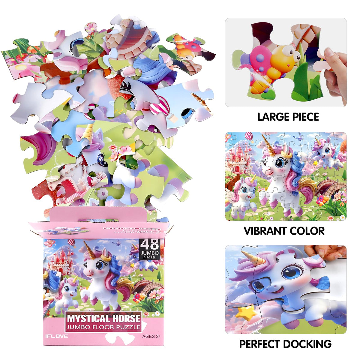 IFLOVE jumbo puzzle piece in a child's hand illustrating easy grip for small fingers.