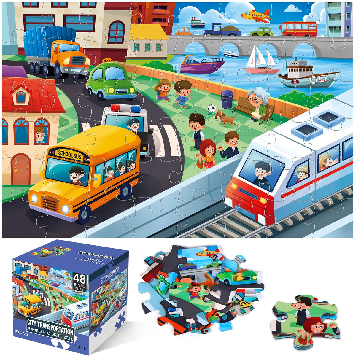 IFLOVE jumbo floor puzzle city traffic scene for vibrant early learning