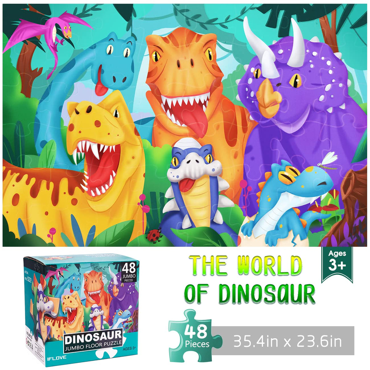 IFLOVE jumbo floor puzzle assembled on the floor, promoting problem solving for kids.