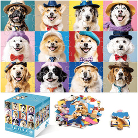 IFLOVE jumbo floor puzzle with dog designs and hats, ideal for cooperative family play.