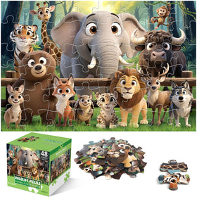 IFLOVE jumbo forest animals puzzle for kids with 48 pieces on a bright, engaging floor scene