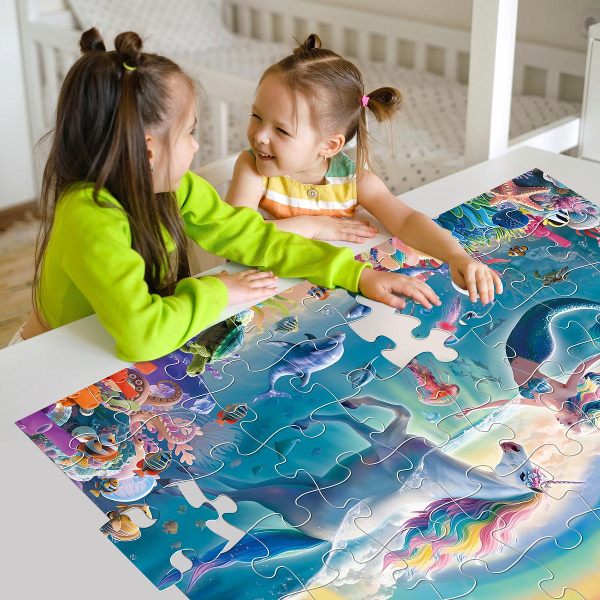 IFLOVE puzzle pieces closeup showcasing vivid colors and friendly characters