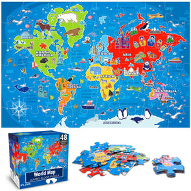 IFLOVE jumbo floor puzzle world map encourages geography play with vivid continents.