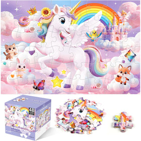 IFLOVE jumbo unicorn puzzle assembled, a vibrant scene inviting calm, focused play.