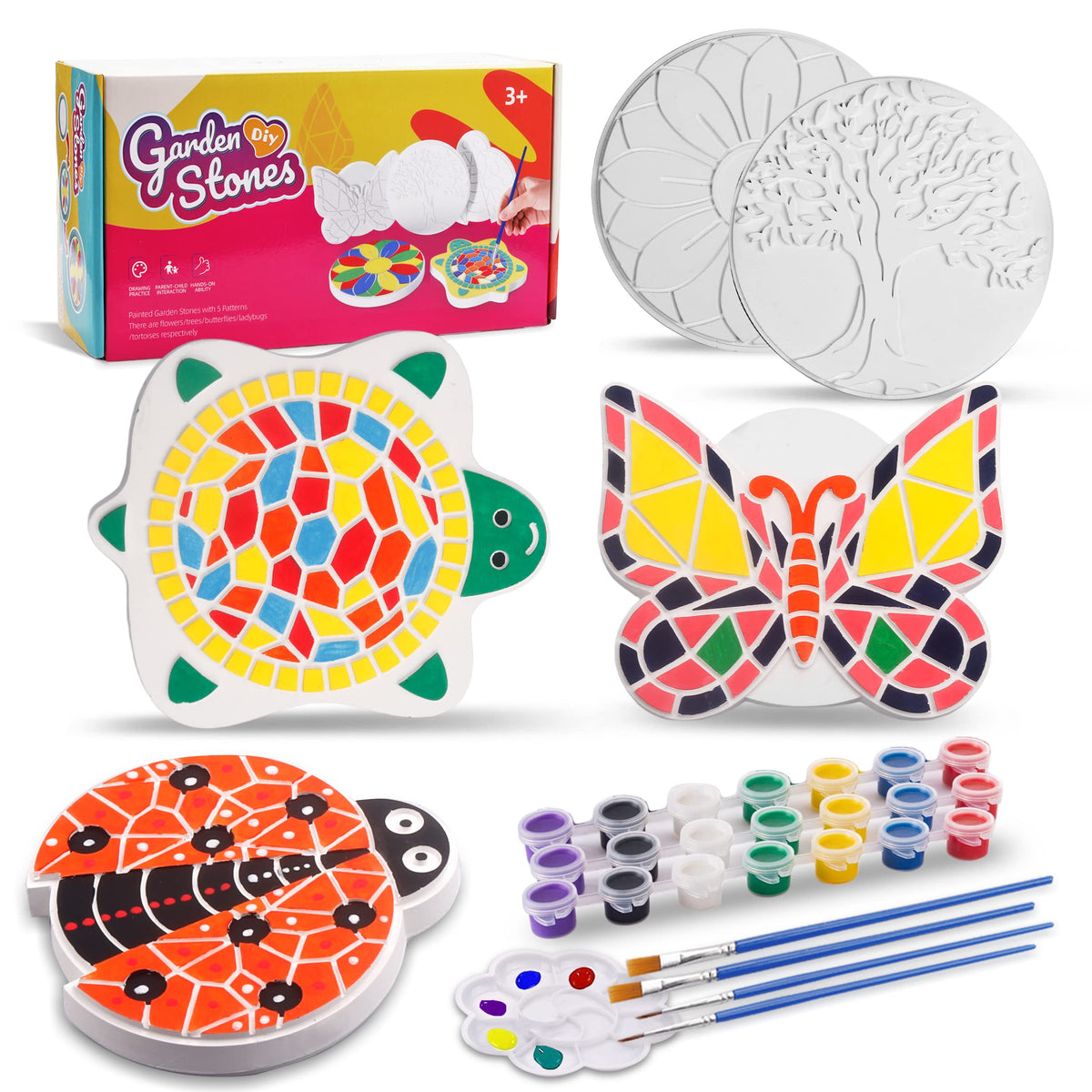IFLOVE Paint Your Own Stepping Stones Flower stone ideal for kid crafts and garden decor.