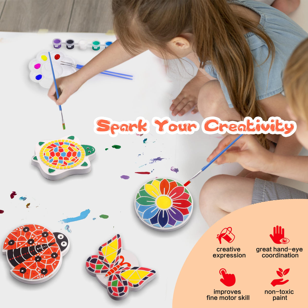 IFLOVE Paint Your Own Stepping Stones Ladybug stone adds bright color to paths or planters.