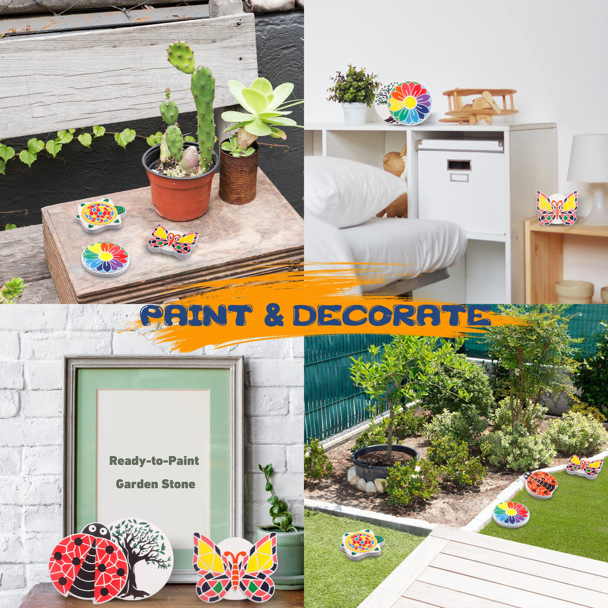 IFLOVE Paint Your Own Stepping Stones Paint Strips offer vibrant colors for mixing fun designs.