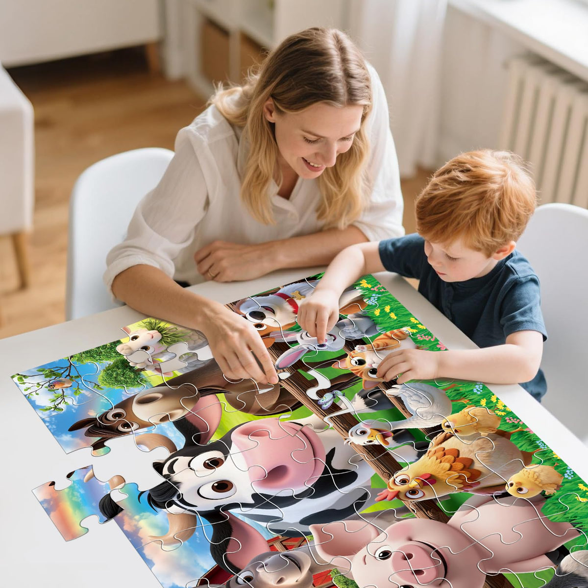 IFLOVE parent-child cooperative play with a farm animals puzzle