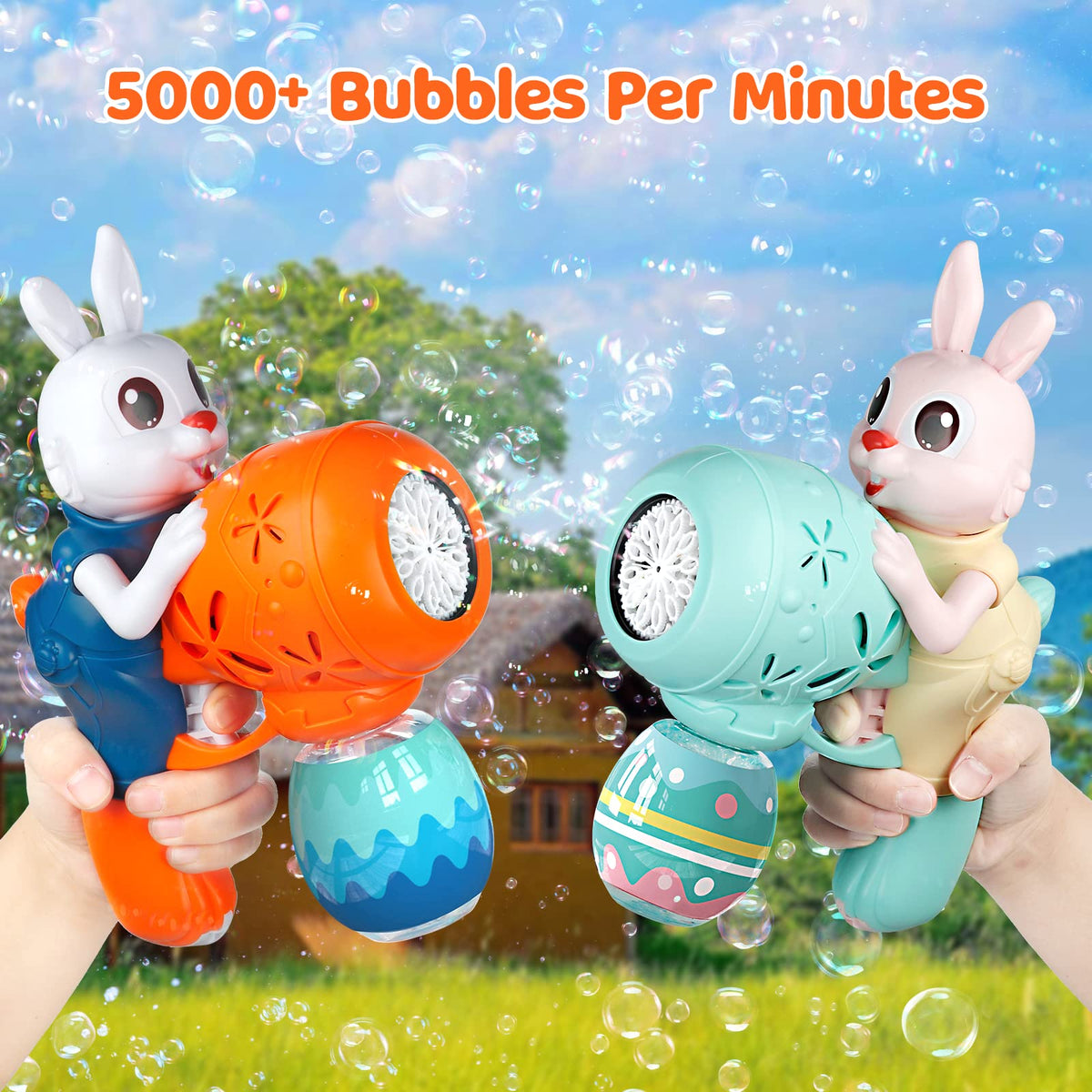 IFLOVE rabbit bubble blaster with simple trigger enables effortless bubble bursts