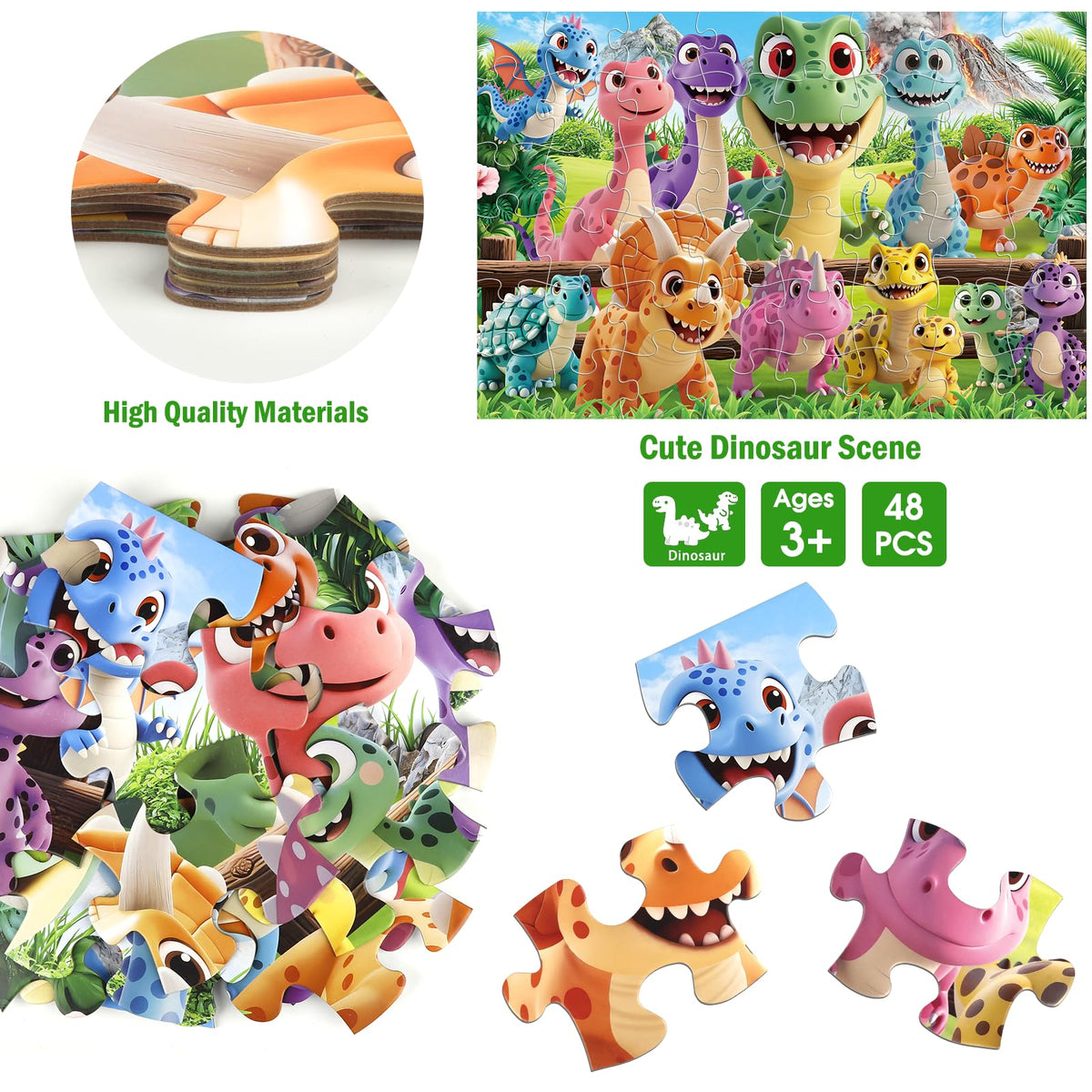 IFLOVE safe-durable puzzle uses thick cardboard with rounded edges for child safety.