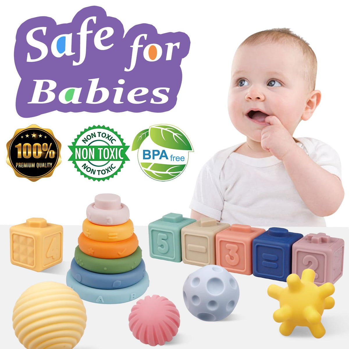 IFLOVE stacking rings six piece set for color sorting and motor skill practice.