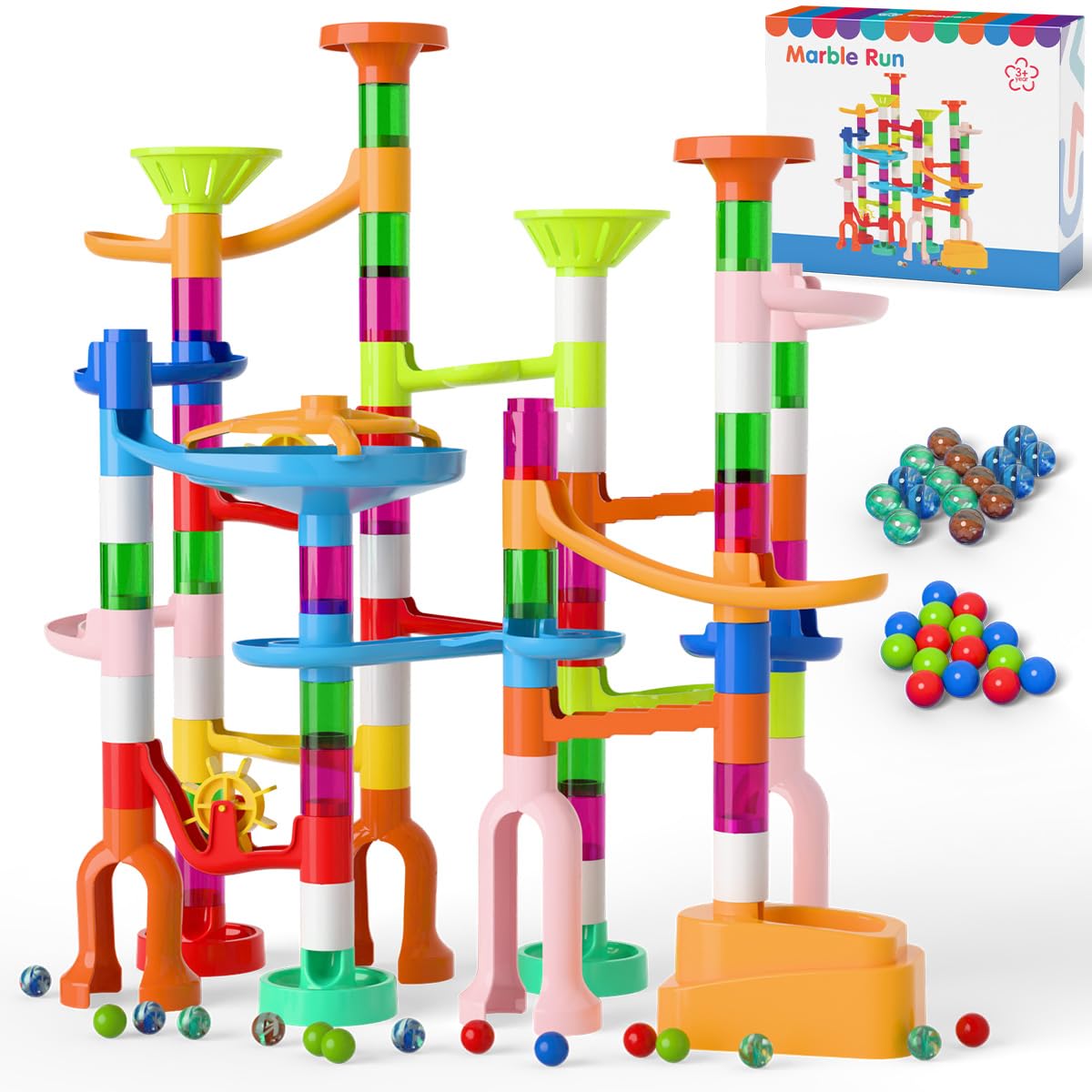 Ifollower Marble Run 135pcs kit box for open-ended STEM play.