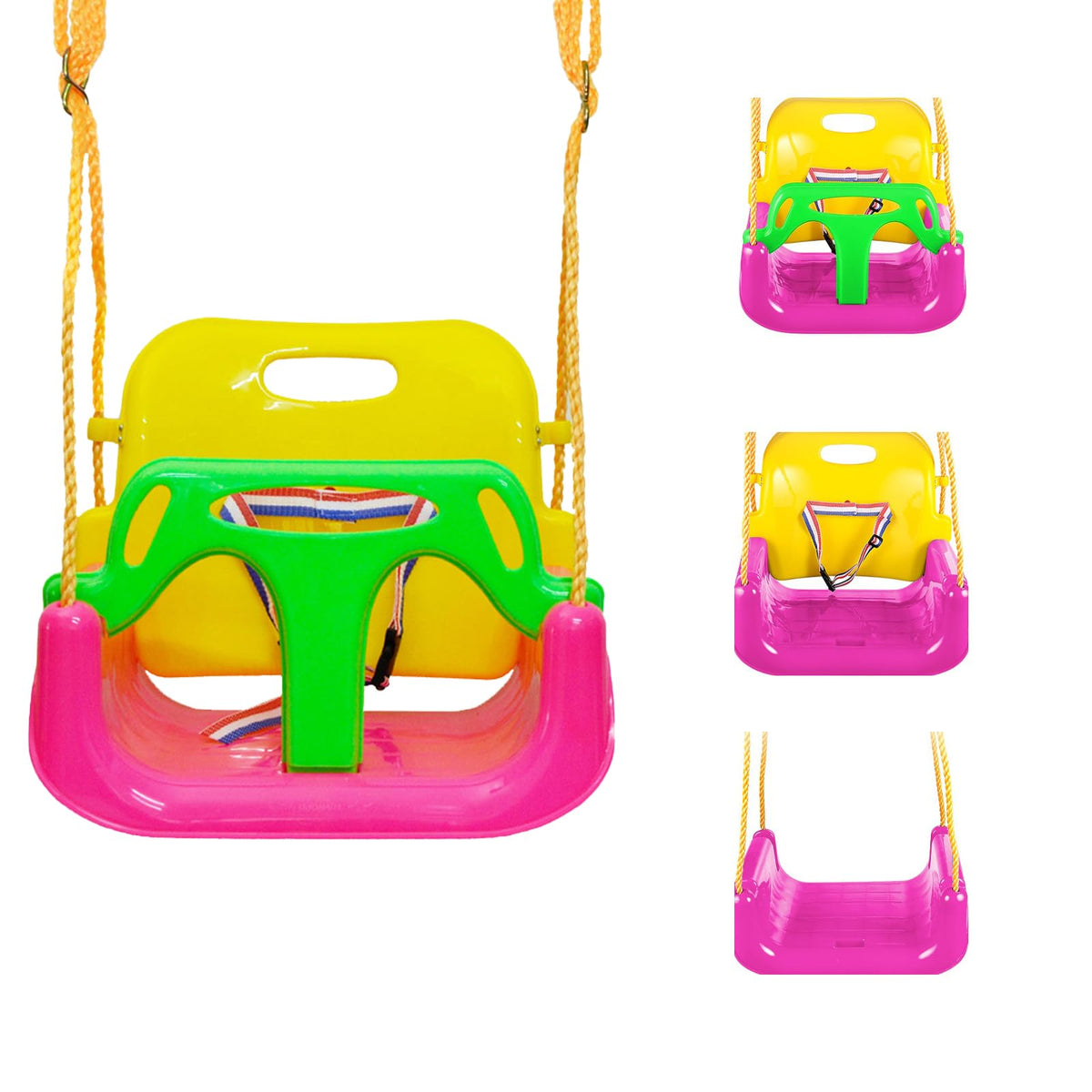 IFOYO 3-in-1 pink swing seat ready for backyard or playroom use