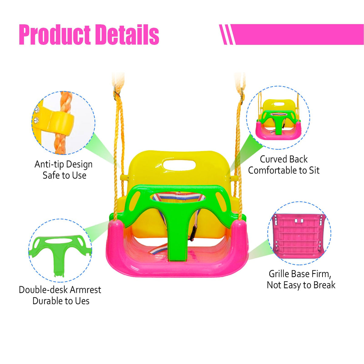 IFOYO pink swing in three configurations for different ages