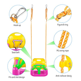 IFOYO pink swing highlighting quick installation indoors or outdoors