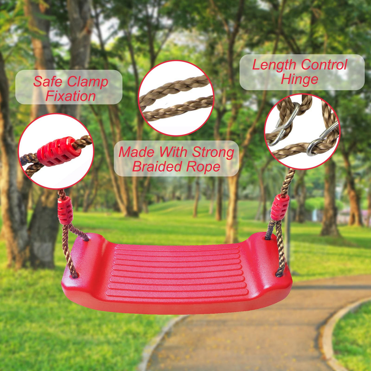IFOYO kids swing seat close-up showing coated chains
