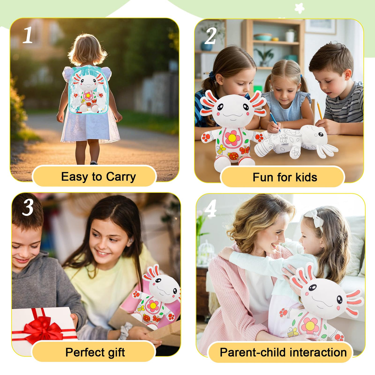 IFOYO salamander plush package includes markers and storage bag for tidy setup