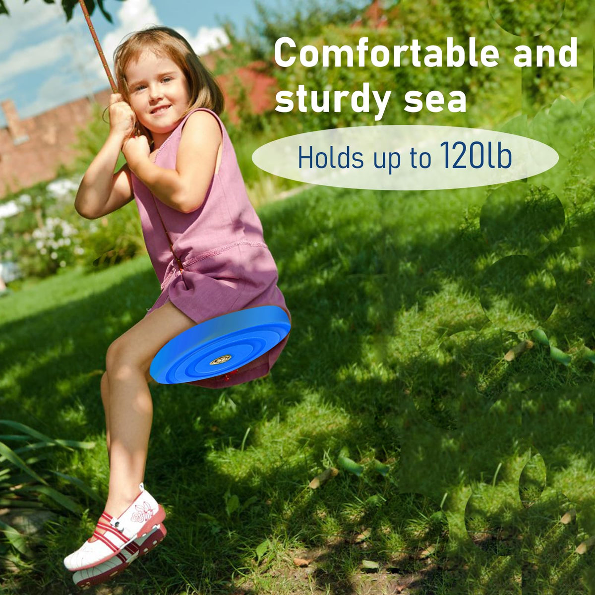 IFOYO Tree Rope Swing Disc blue 11in diameter seat for kids.