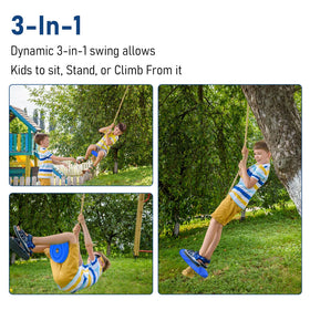 IFOYO Tree Rope Swing Disc blue outdoor play suitable for parks and yards.