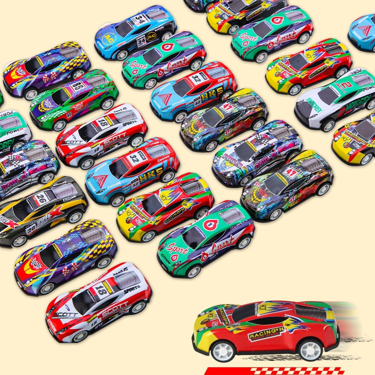 iFunLong mini race cars with bright colors for quick indoor play.