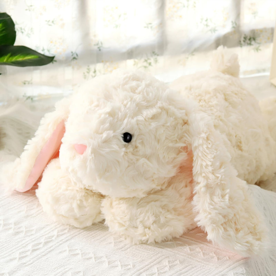 IFX24 large weighted rabbit plush in beige for cozy cuddles and relaxation