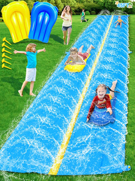 iGeeKid 45ft huge slip slide assembly shown in backyard for family fun