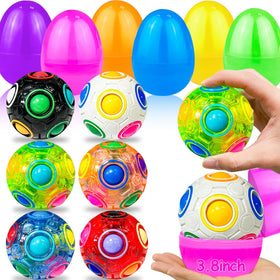 iGeeKid 6-pack jumbo Easter eggs with 3D cube for festive egg hunts.