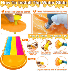 iGeeKid ground stakes and water connector keep the slide secure during play.