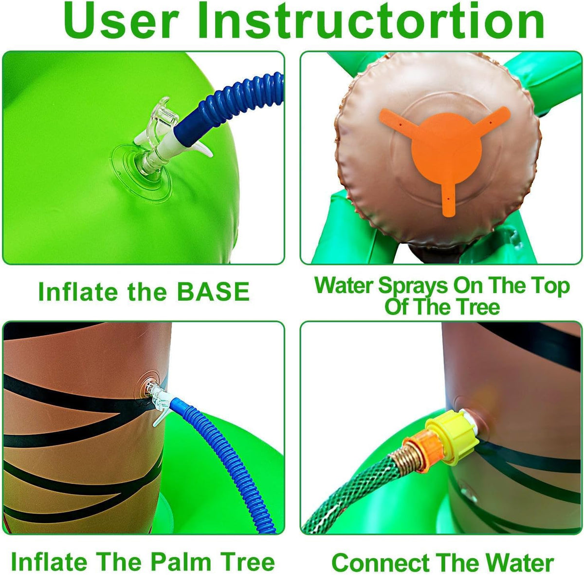 iGeeKid inflatable palm tree setup for quick, easy yard decoration and use.