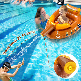 iGeeKid pirate ship float dimensions 39x25 inches for stable use.