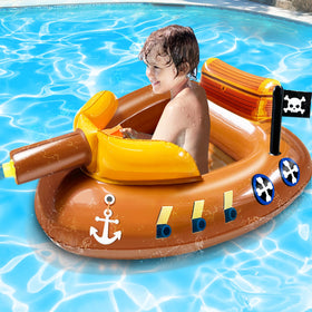 iGeeKid pirate ship float with water cannon for fun pool battles.