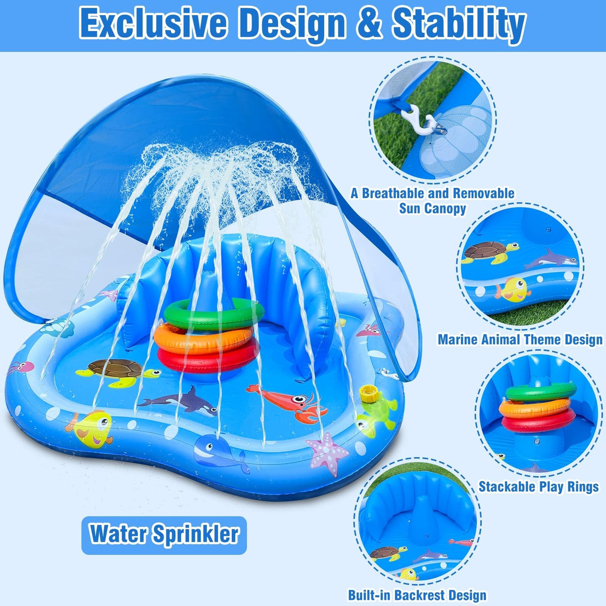 iGeeKid pool float with sea creatures design invites water exploration
