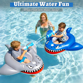 iGeeKid shark float with mounted water guns for splash battles