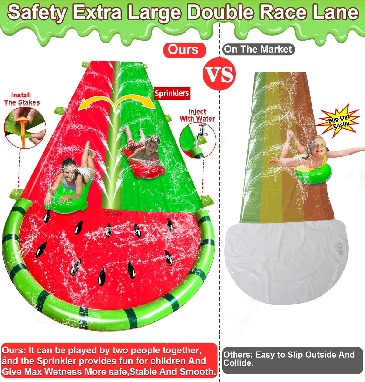 iGeeKid spray column water slide activates maximum wetness during play
